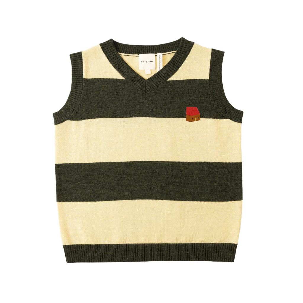 Stripe Vest Forest/Custard