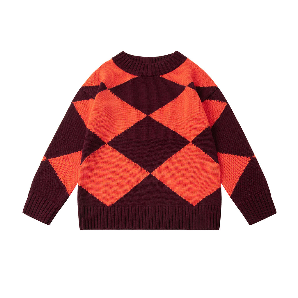 Argyle Jumper Choco/Orange – Knit Planet - Main Image