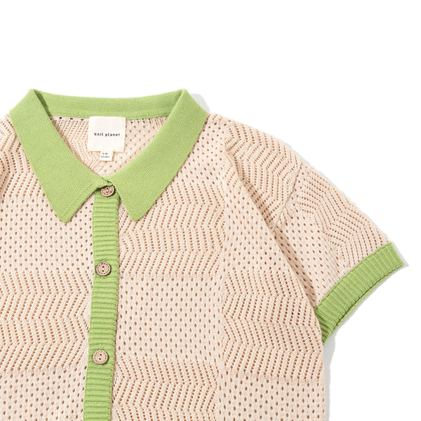 Crochet Shirt Cream/Lawngreen