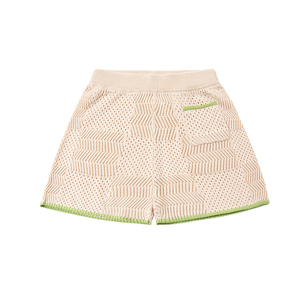 Crochet Shorts Cream/Lawngreen