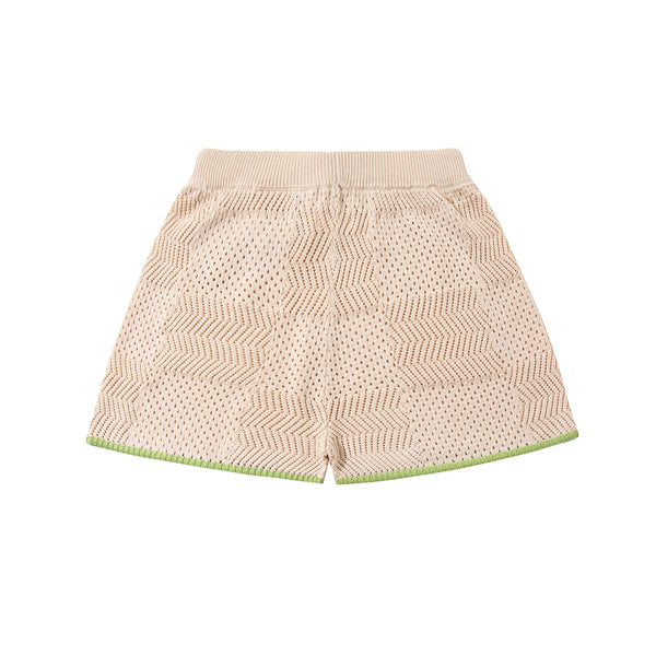 Crochet Shorts Cream/Lawngreen