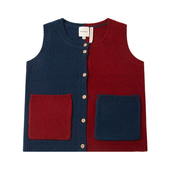 Chunky Pocket Vest Navy/Red