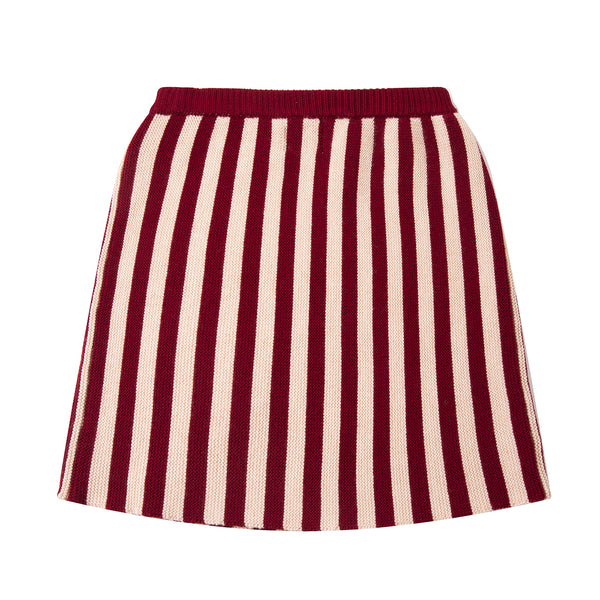 Stripe Skirt Maroon/Cream