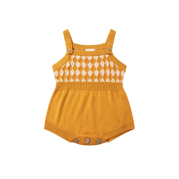 Argyle Babysuit Mustard