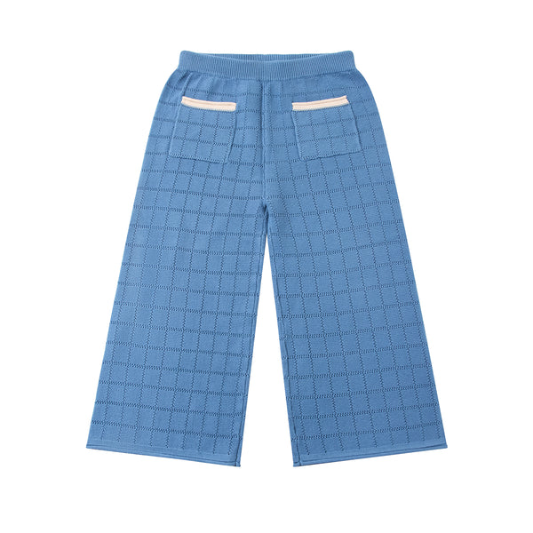 Checkboard Trousers Mid Blue