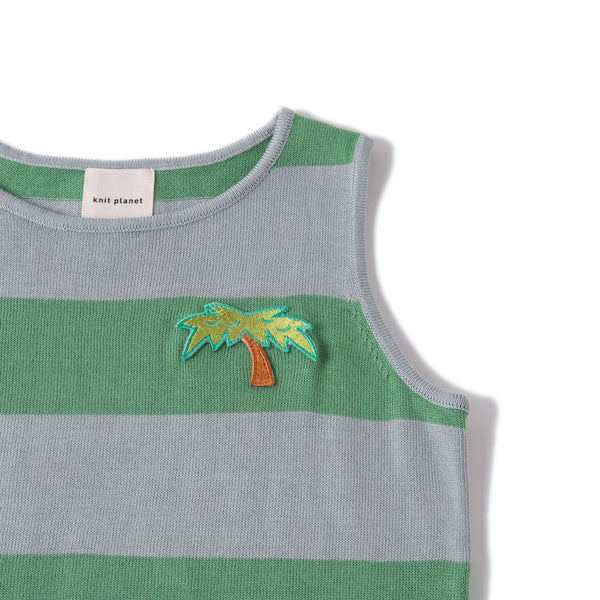 Palm Tree Vest Green/ Light Blue