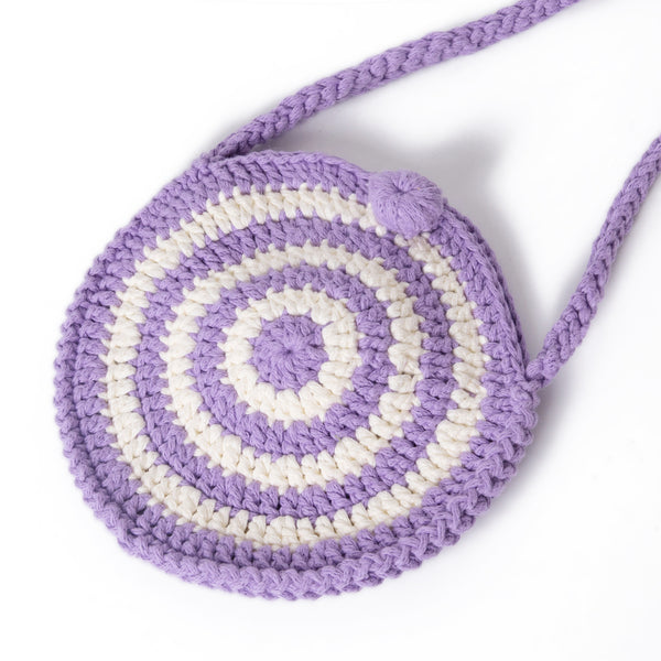 Crochet Conch Bag Cream/Purple