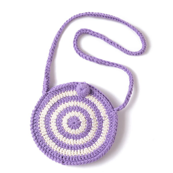 Crochet Conch Bag Cream/Purple
