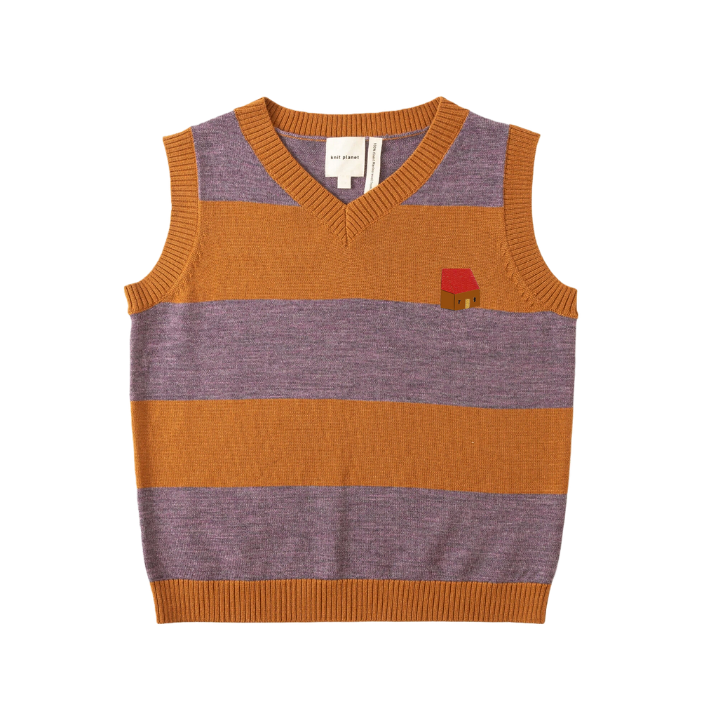 Stripe Vest Brown/Mauve
