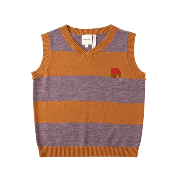 Stripe Vest Brown/Mauve