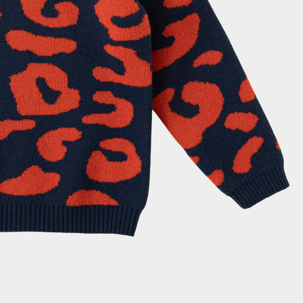 Leopard Jumper Navy