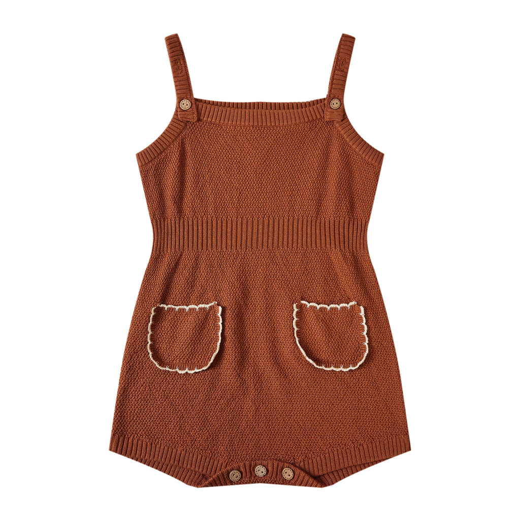 Scalloped Babysuit Brown