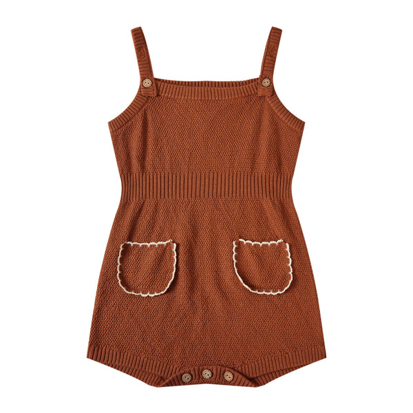 Scalloped Babysuit Brown