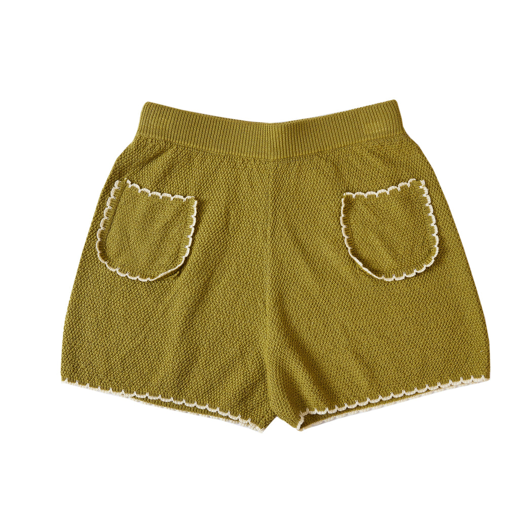 Scalloped Shorts Olive