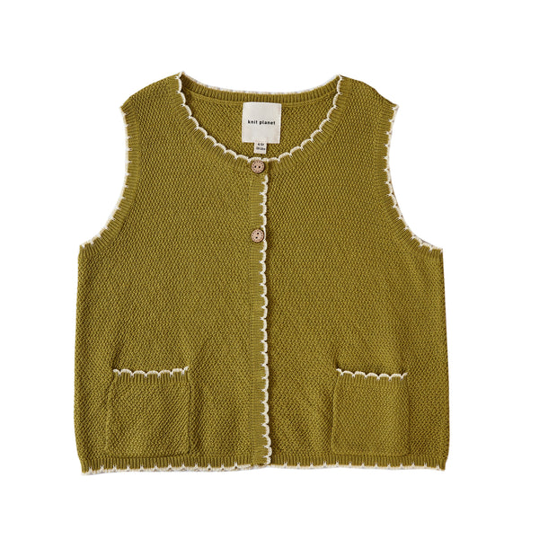 Scalloped Vest Olive