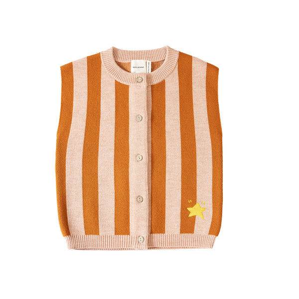 Stripe Vest Gingerbread/Pastel Orange