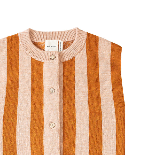 Stripe Vest Gingerbread/Pastel Orange