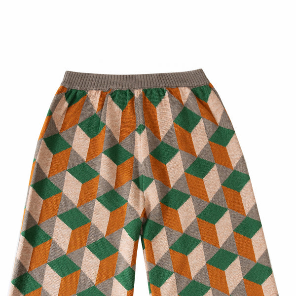 Cuboid Trousers Camel/Green