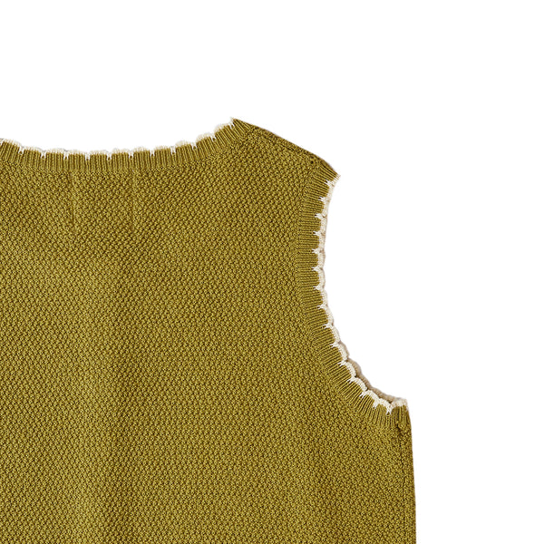 Scalloped Vest Olive