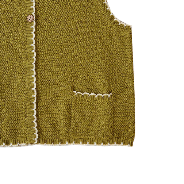 Scalloped Vest Olive