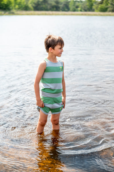 Palm Tree Vest Green/ Light Blue