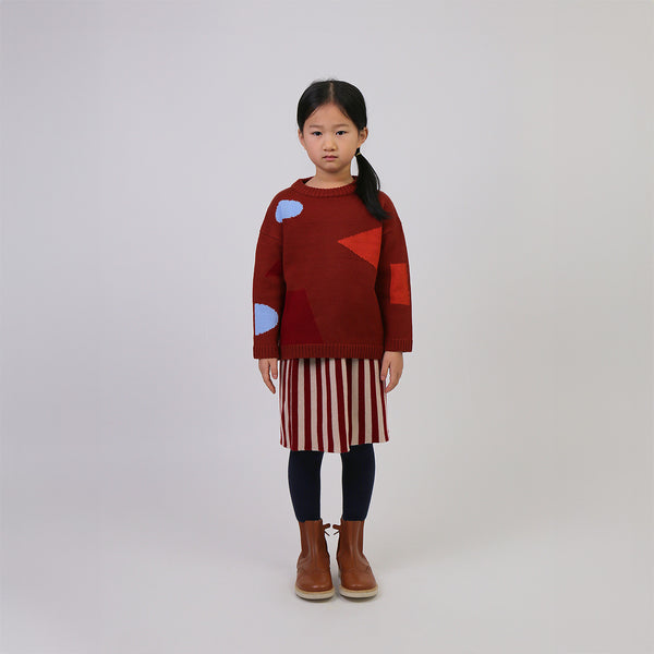 Stripe Skirt Maroon/Cream