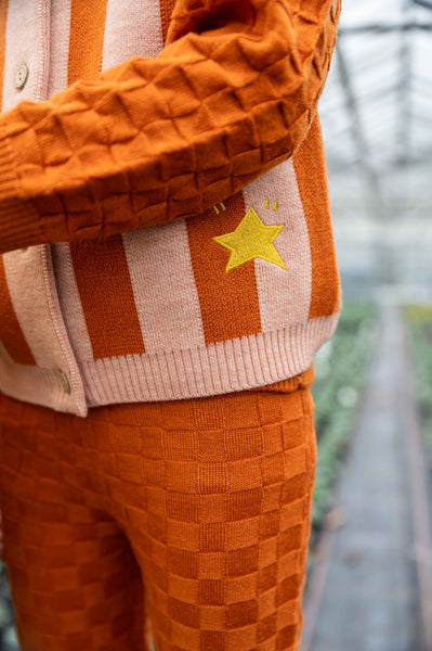 Stripe Vest Gingerbread/Pastel Orange