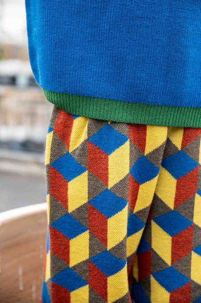 Cuboid Trousers Wood Green/Blue