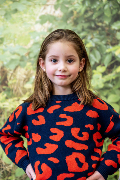 Leopard Jumper Navy