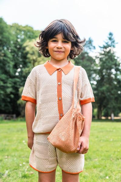 Crochet Shirt Cream/Orange