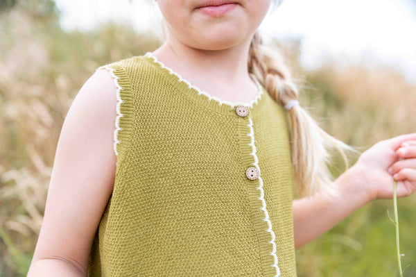 Scalloped Vest Olive