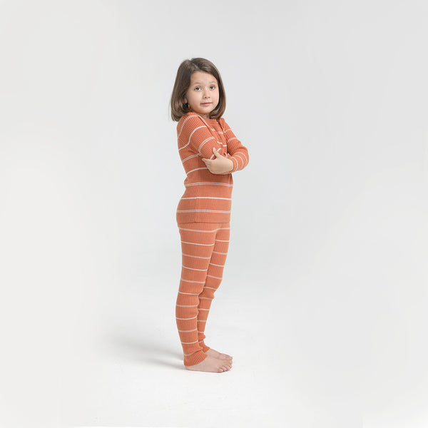 Basic Legging Apricot/Oat stripe