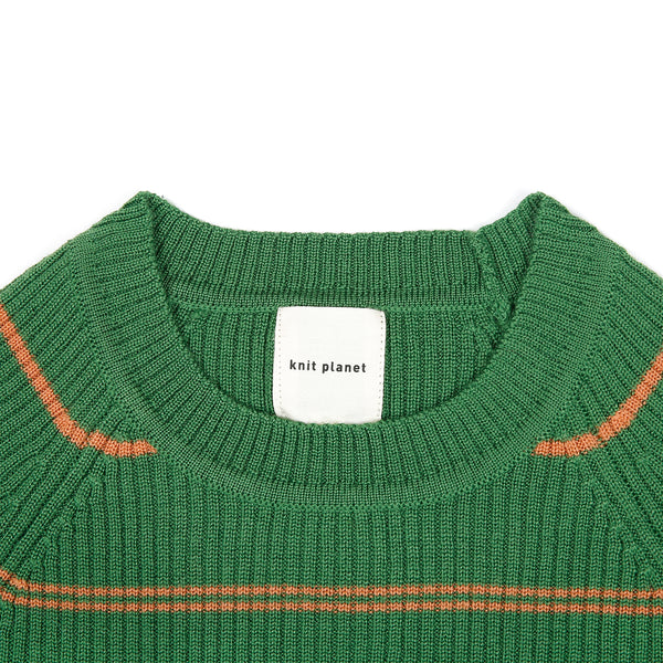 Basic Pullover Green/Apricot stripe