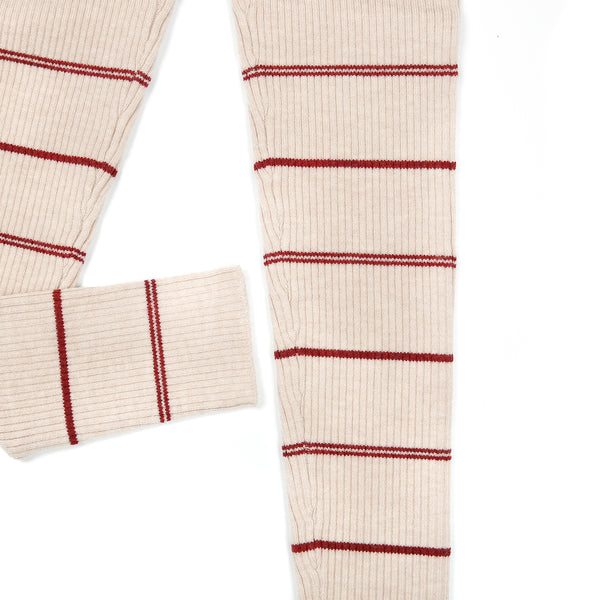 Basic Legging Oat/Crimson stripe