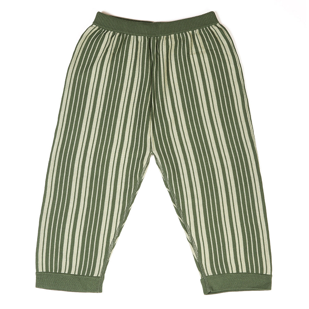 Stripe Cropped Trousers Seaweed Green/Olive